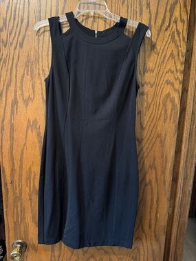 Kenneth Cole New York Black Sleeveless  Sheath Dress with Round Neck